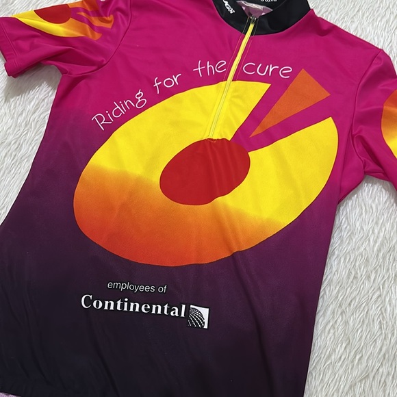 Sugoi pink yellow riding for the cure cycling jersey size xl - Picture 2 of 6
